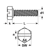 Vis à tête 6-pans avec fente INOX A4 DIN 933 