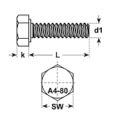 Vis à tête hexagonale DIN 933 INOX A4-80 