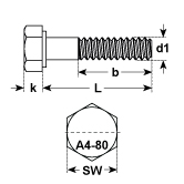 Viti a testa esagonale DIN 931 INOX A4-80 