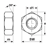 Écrous hexagonaux 0,8d laiton clair DIN 934 