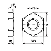 Écrous hexagonaux 0,5d laiton nickelé DIN 439 