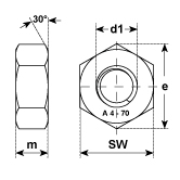 Écrous hexagonaux 0,8d INOX A4-70 estampillés 