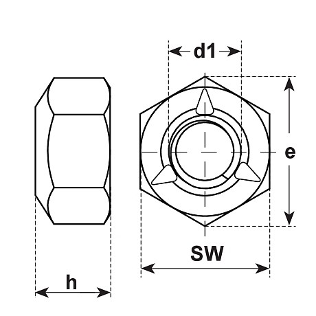 Dadi di sicurezza a 3 punti INOX A2 DIN 980 [SimilarCatItems.CatItem.ArtName2]