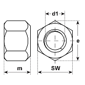 Écrous hexagonaux 1,5d INOX A4 DIN 6330 B 