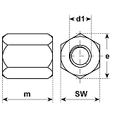 Écrous hexagonaux 3d INOX A4 DIN 6334 