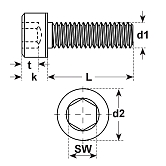 Zylinderschrauben I-6-Kt. Stahl sw DIN 912 MF 12.9 