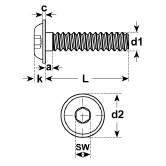 Viti a testa bombata I-6-Kt.acc ZB ISO 7380-2 10.9 
