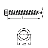 Vis à tôle tête cylindrique 6-pans creux. INOX A2 