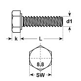 Sechskantschrauben Stahl sw VSM 12360 WW 8.8 