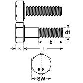 Vis à tête hexagonale acier 8.8 noir UNF 