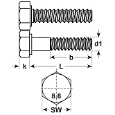 Vis à tête hexagonale acier 8.8 noir UNC 
