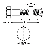 Maschinenschrauben DIN 601-3.6/4.6 Muttern fvz 