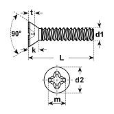 Vis à tête fraisée 90° acier 4.8 Zb DIN 965 