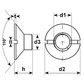 Senkmuttern Nival 110° Automatenstahl vz 