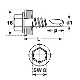 Vis auto-perçantes E-X BR RS avec pointe et rondel le 16 mm inox A2