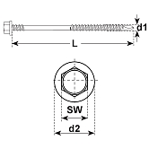 Vis pour toitures E-DB RS HT Supracoat 2 C (zingué )