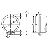 Circlips acier ressort phosphaté huilé DIN 471-AS 