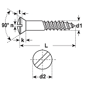 Vis à bois à tête fraisée bombée acier vz DIN 95 