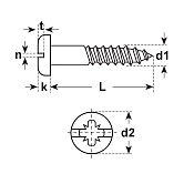 Vis à bois Pan Head acier trempé zingué-bleu 