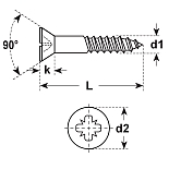 Vis à bois à tête fraisée acier trempé zingué-bleu 