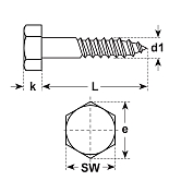 Tirefonds acier zingué au feu DIN 571 