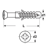 Vis pour plinthes tête conique bombée Pozidriv ave c tampon en nylon no. 5 bruni