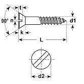 Vis à bois à tête fraisée DIN 97 laiton clair 