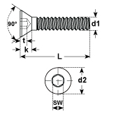 Senkschrauben 90° I-6-Kt. sw DIN 7991 10.9 