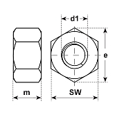 Sechskantmuttern 1 d Messing blank UNI 5587 