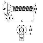 Senkschrauben 90° I-6-Kt. INOX A4 DIN 7991 
