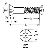 Senkschrauben 90° I-6-Kt. tg INOX A2 DIN 7991 