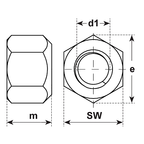 Sechskantmuttern 1,5 d Stahl blank DIN 6330 B 10 [SimilarCatItems.CatItem.ArtName2]