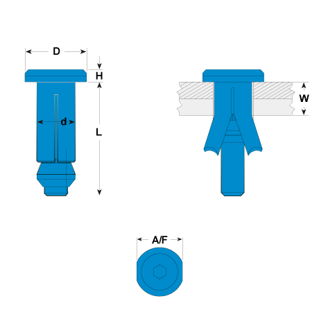 Pièce de serrage Lindapter® HBSTCSK Hollo-Bolt A4 [SimilarCatItems.CatItem.ArtName2]