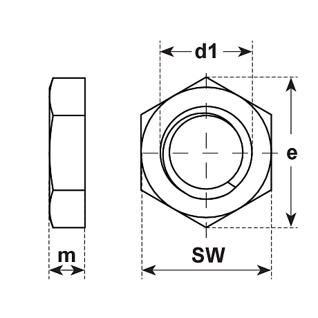 Ecrous six pans ~0,5 d acier INOX A4 DIN 431