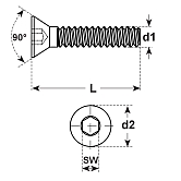 Senkschrauben 90° Unbrako® I-6-Kt. sw 10.9