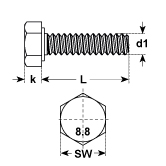 Sechskantschrauben Stahl sw DIN 933 8.8