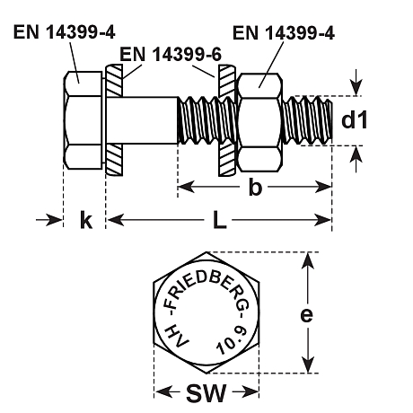 HV-Garnituren Stahl fvz EN 14399-4/14399-6 10.9