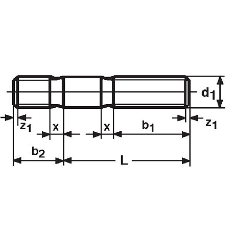 Stiftschrauben Stahl blank/sw DIN 939 8.8