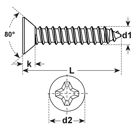 Blechschrauben Stahl vz DIN 7982 450 HV