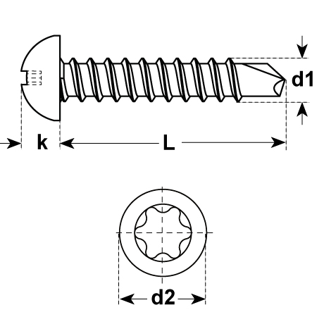 Vis autotaraudeuses avec tête cylindrique DIN 7504