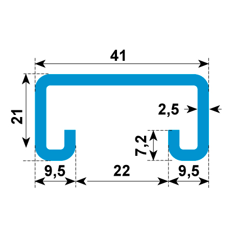Montageschiene K 41/21 ungelocht kaltgewalzt